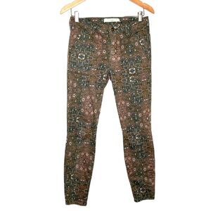 Anthropologie Womens Slim Skinny Jeans Multicolor Floral Stretch Mid Rise 26